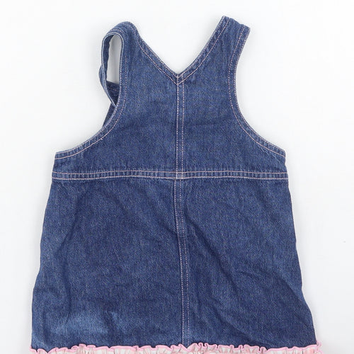 Preworn Girls Beige  Cotton Tank Dress  Size 6-9 Months  Square Neck