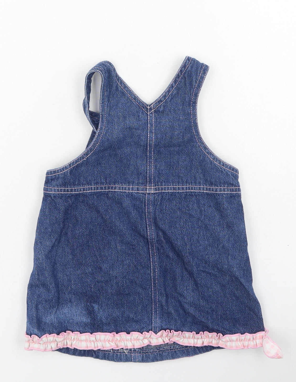 Preworn Girls Beige  Cotton Tank Dress  Size 6-9 Months  Square Neck