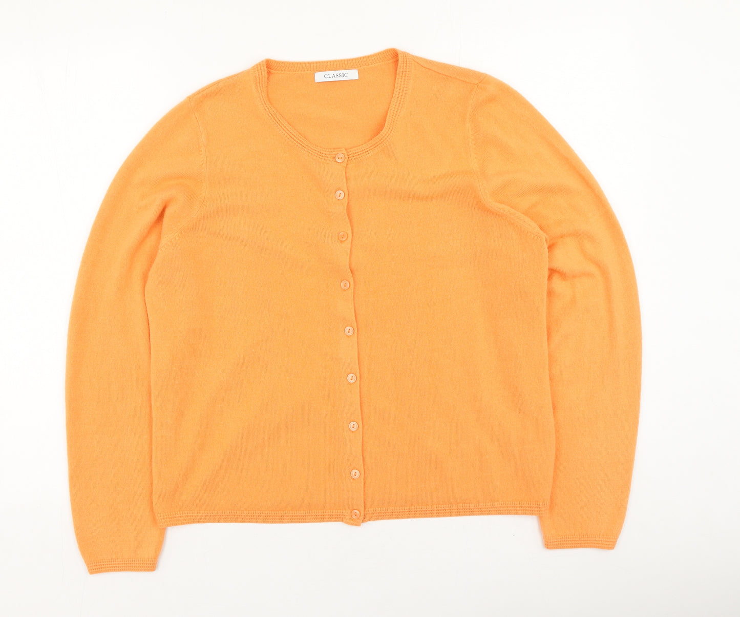 Marks and Spencer Womens Orange Round Neck  Acrylic Cardigan Jumper Size 14