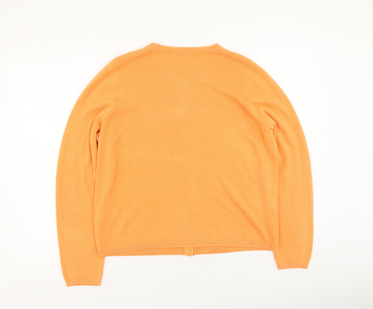 Marks and Spencer Womens Orange Round Neck  Acrylic Cardigan Jumper Size 14
