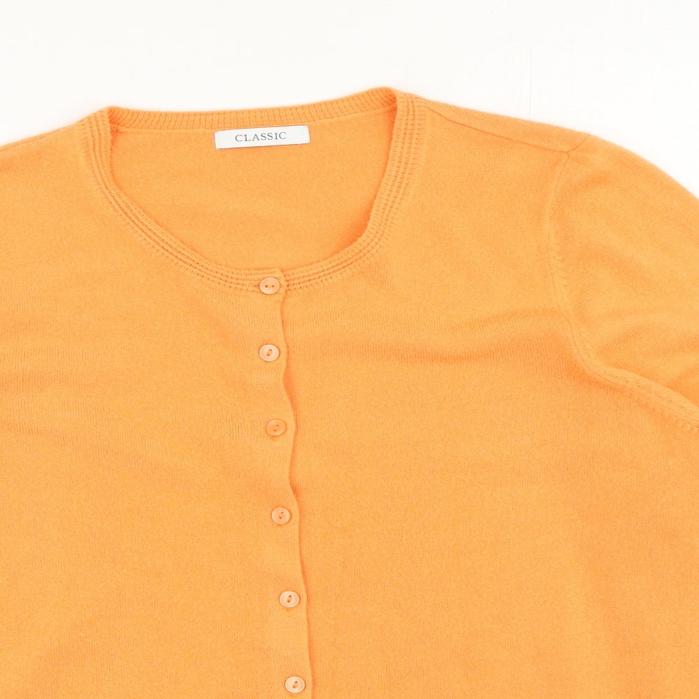 Marks and Spencer Womens Orange Round Neck  Acrylic Cardigan Jumper Size 14
