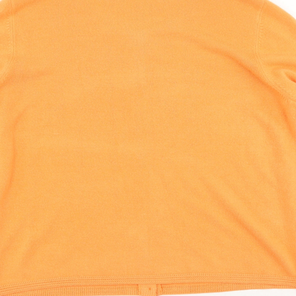 Marks and Spencer Womens Orange Round Neck  Acrylic Cardigan Jumper Size 14