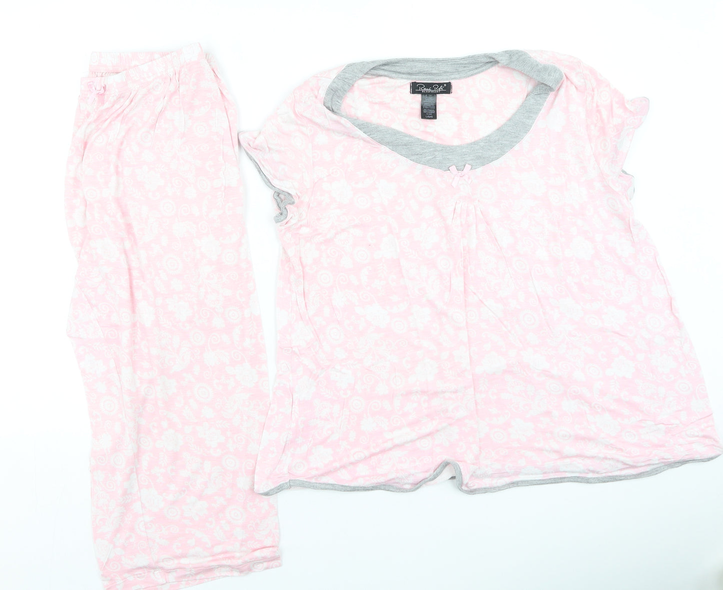 Rene Ruiz Womens Pink Floral Polyester Top Pyjama Set Size L
