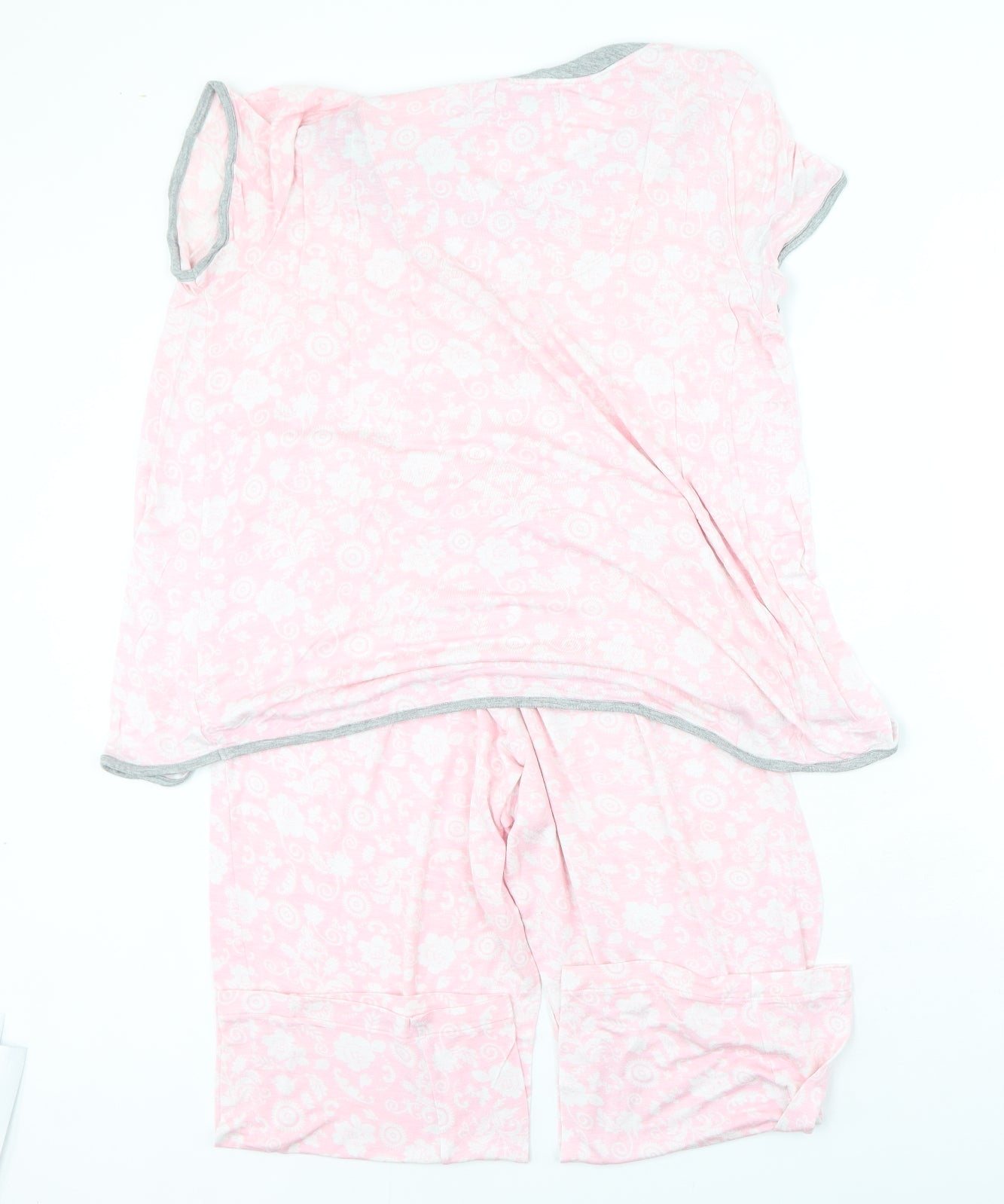 Rene Ruiz Womens Pink Floral Polyester Top Pyjama Set Size L
