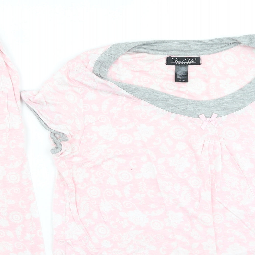 Rene Ruiz Womens Pink Floral Polyester Top Pyjama Set Size L