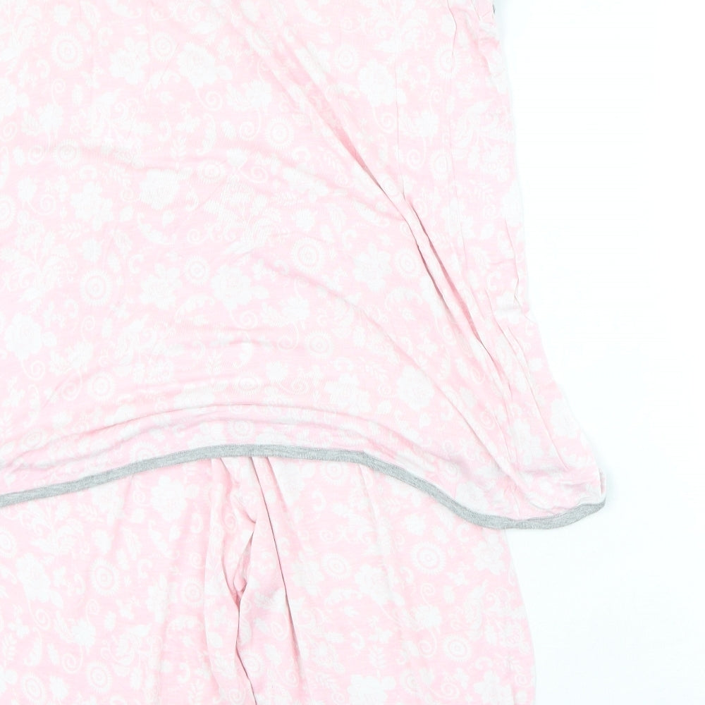 Rene Ruiz Womens Pink Floral Polyester Top Pyjama Set Size L