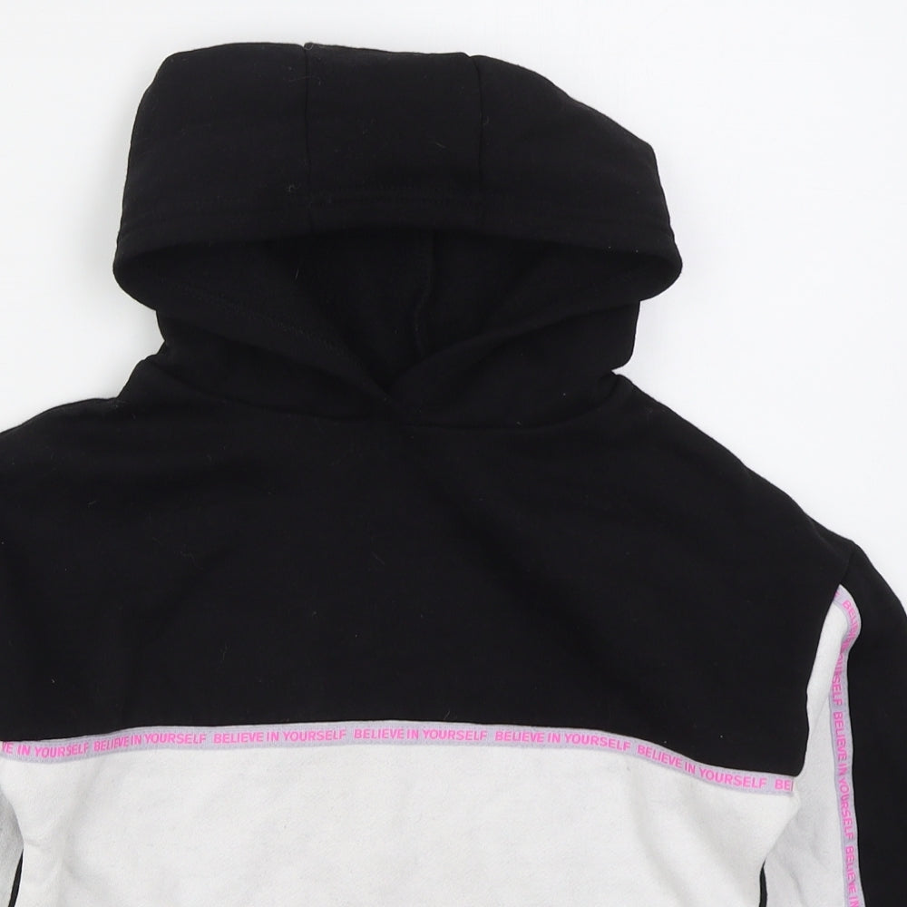 Primark Girls Black Colourblock Cotton Pullover Hoodie Size 8-9 Years  Pullover - Believe