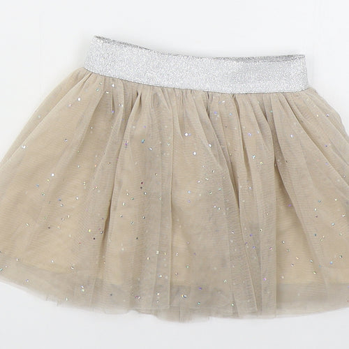 Preworn Girls Beige  Polyester Tutu Skirt Size 12 Months