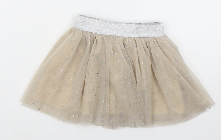 Preworn Girls Beige  Polyester Tutu Skirt Size 12 Months