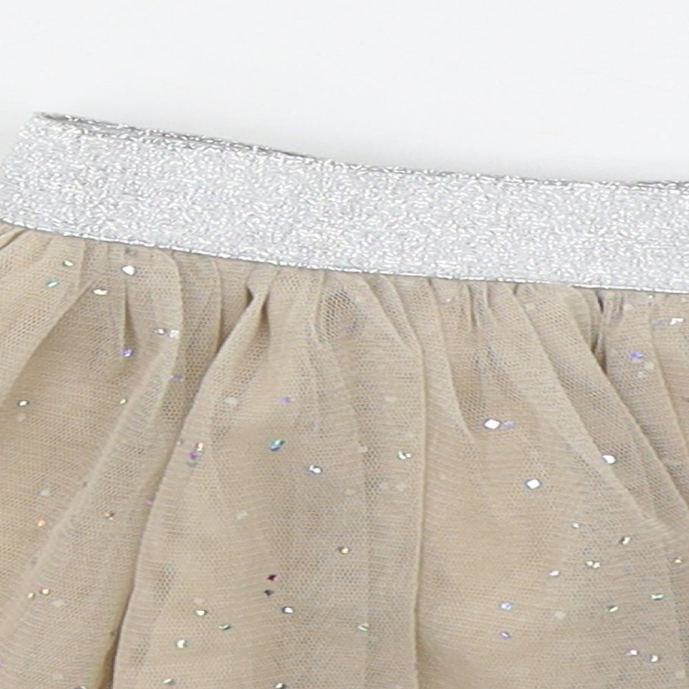 Preworn Girls Beige  Polyester Tutu Skirt Size 12 Months