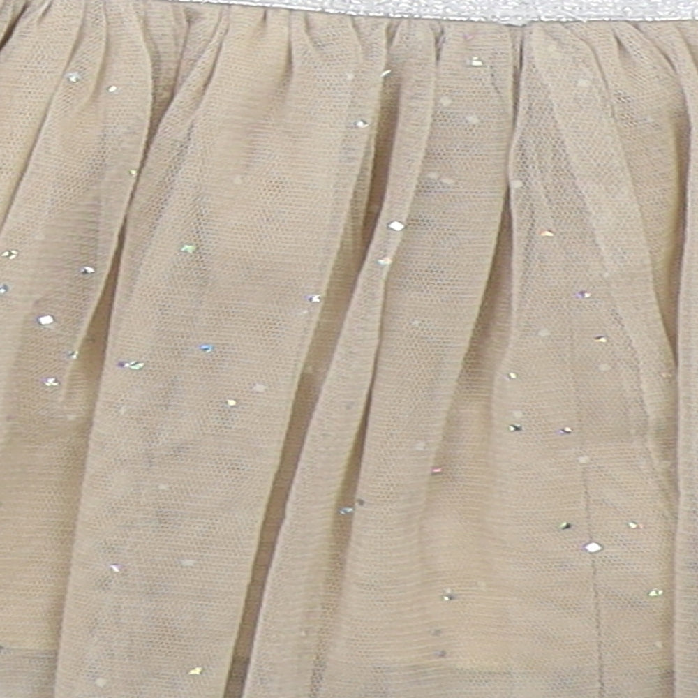 Preworn Girls Beige  Polyester Tutu Skirt Size 12 Months