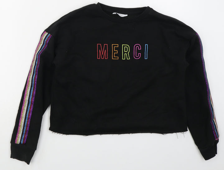 Primark Girls Black  Cotton Pullover Sweatshirt Size 12-13 Years  Pullover - Merci