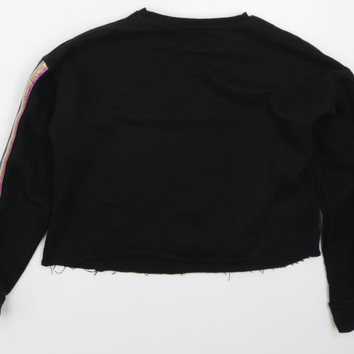 Primark Girls Black  Cotton Pullover Sweatshirt Size 12-13 Years  Pullover - Merci