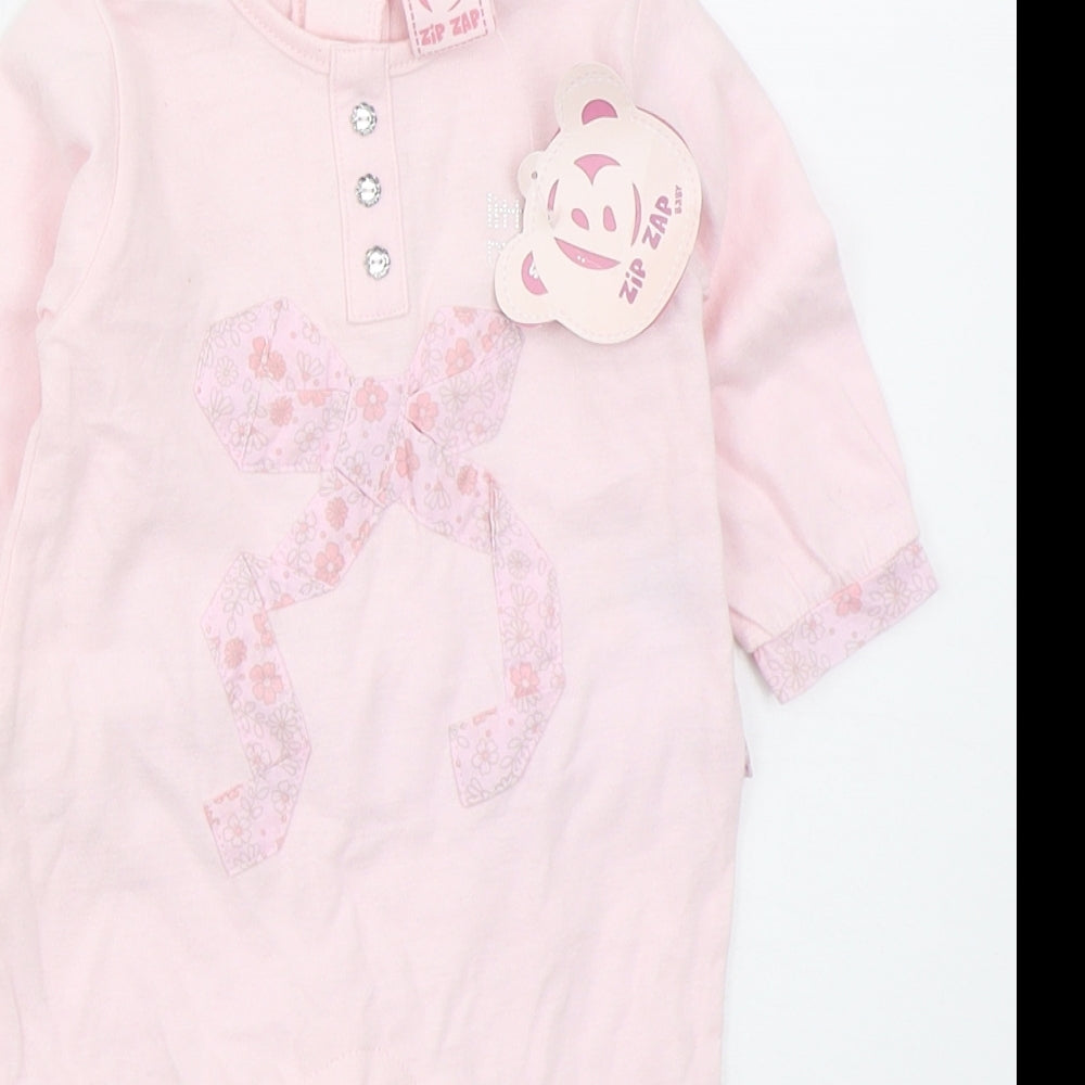 Zip Zap Girls Pink Solid Cotton Cami One Piece Size 0-3 Months  Button - Little Miss