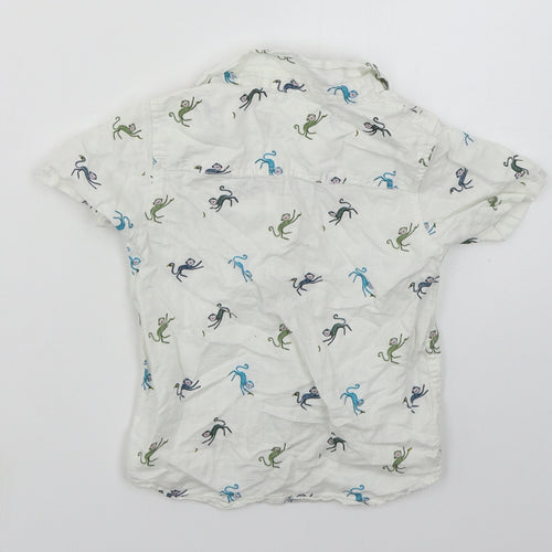 NEXT Boys White  Linen Basic Button-Up Size 24 Months Collared Button - Monkeys