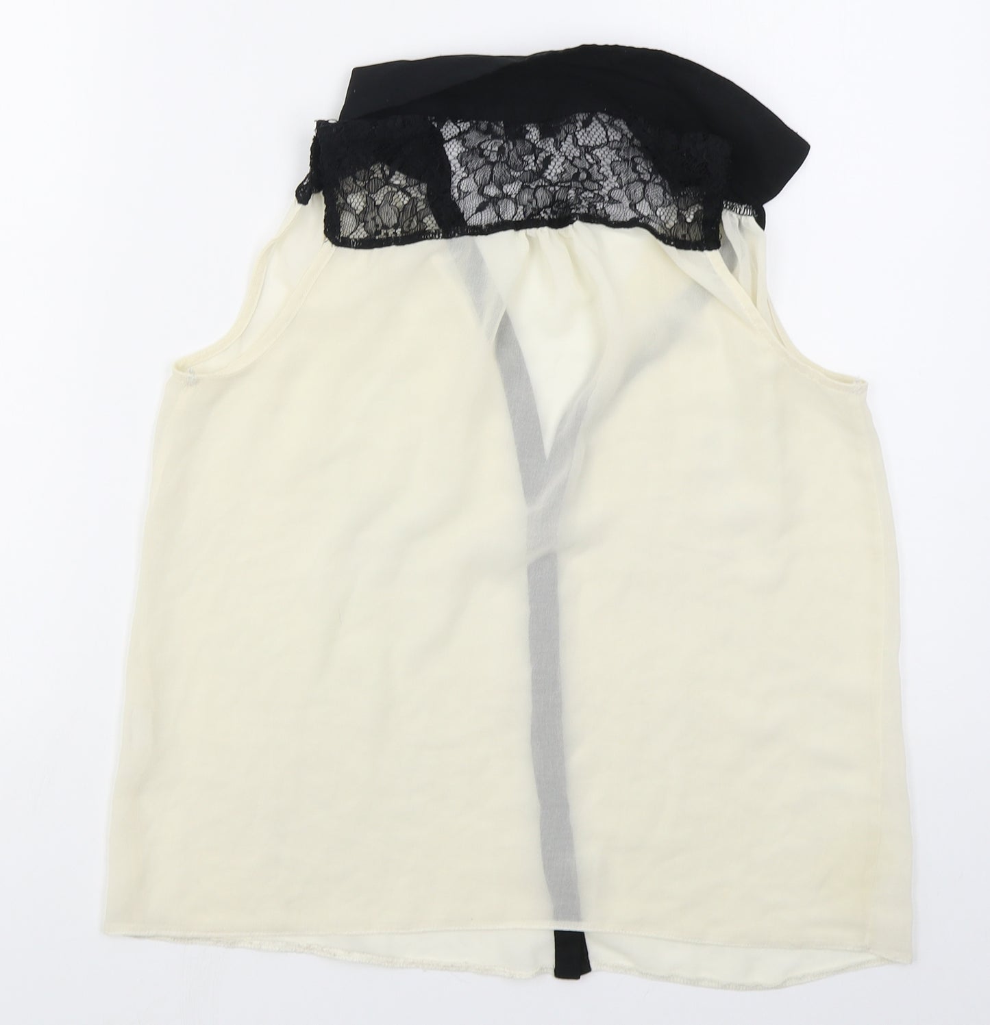 New Look Womens Beige  Polyester Basic Button-Up Size 10 Collared