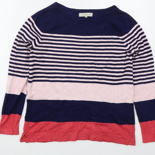 Nutmeg Womens Pink Boat Neck Striped Viscose Pullover Jumper Size 10