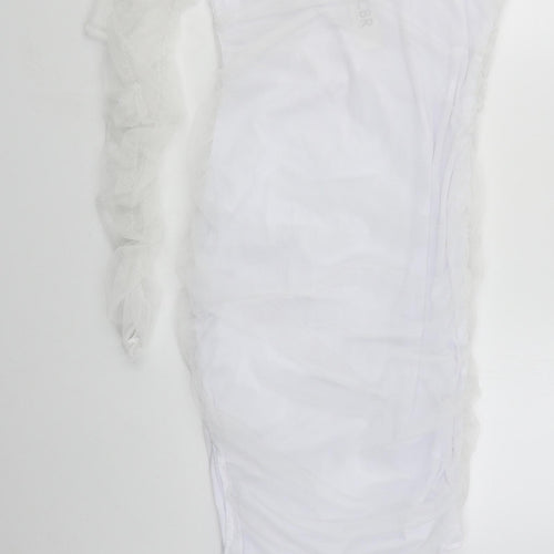 CBR Womens White  Polyester Bodycon  Size L  Off the Shoulder Zip