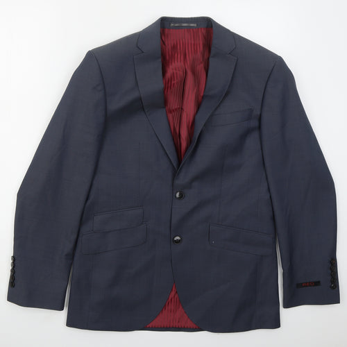 Red Mens Blue  Wool Jacket Suit Jacket Size 38