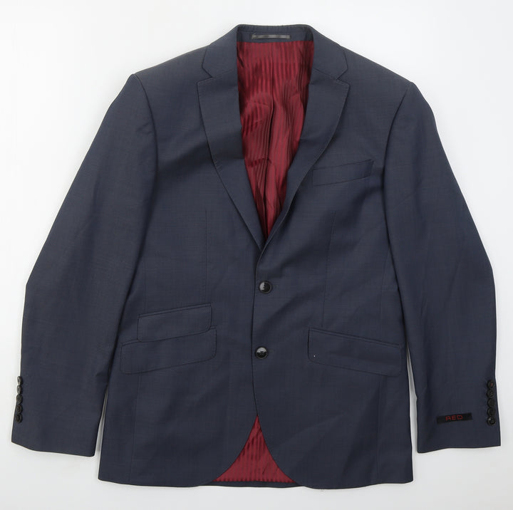 Red Mens Blue  Wool Jacket Suit Jacket Size 38