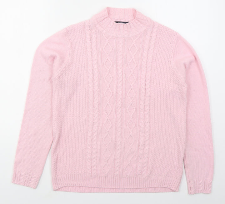 Isle Womens Pink Mock Neck Acrylic Pullover Jumper Size 14