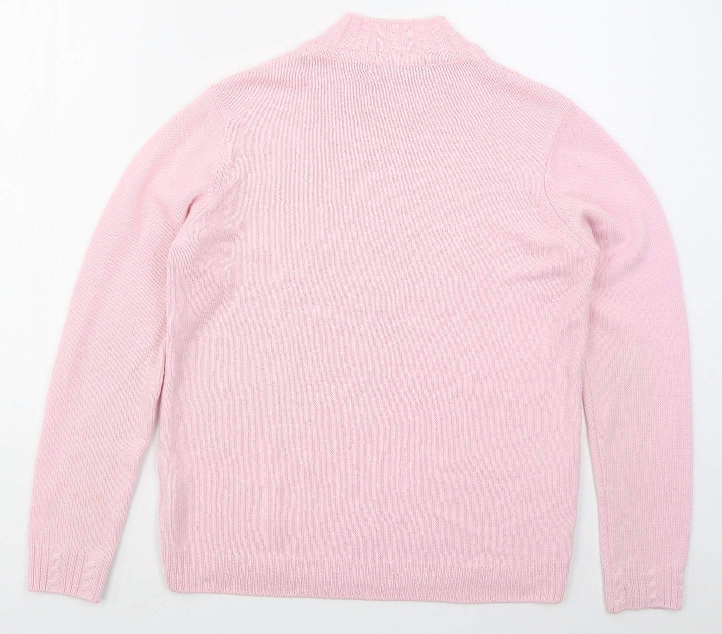 Isle Womens Pink Mock Neck  Acrylic Pullover Jumper Size 14