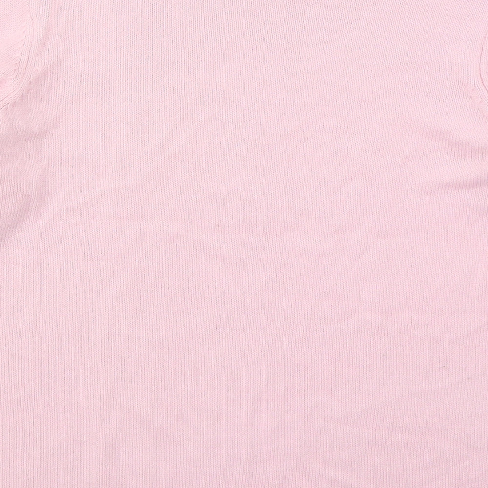 Isle Womens Pink Mock Neck  Acrylic Pullover Jumper Size 14