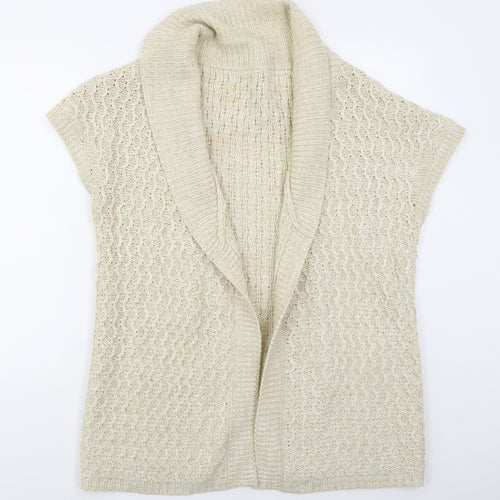 Evie Womens Beige Collared  Acrylic Cardigan Jumper Size 14