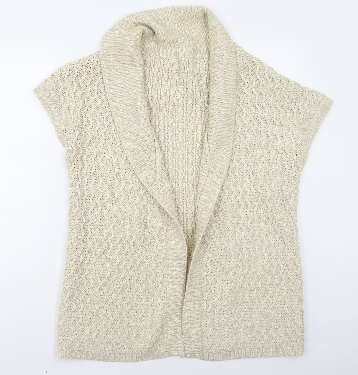 Evie Womens Beige Collared  Acrylic Cardigan Jumper Size 14
