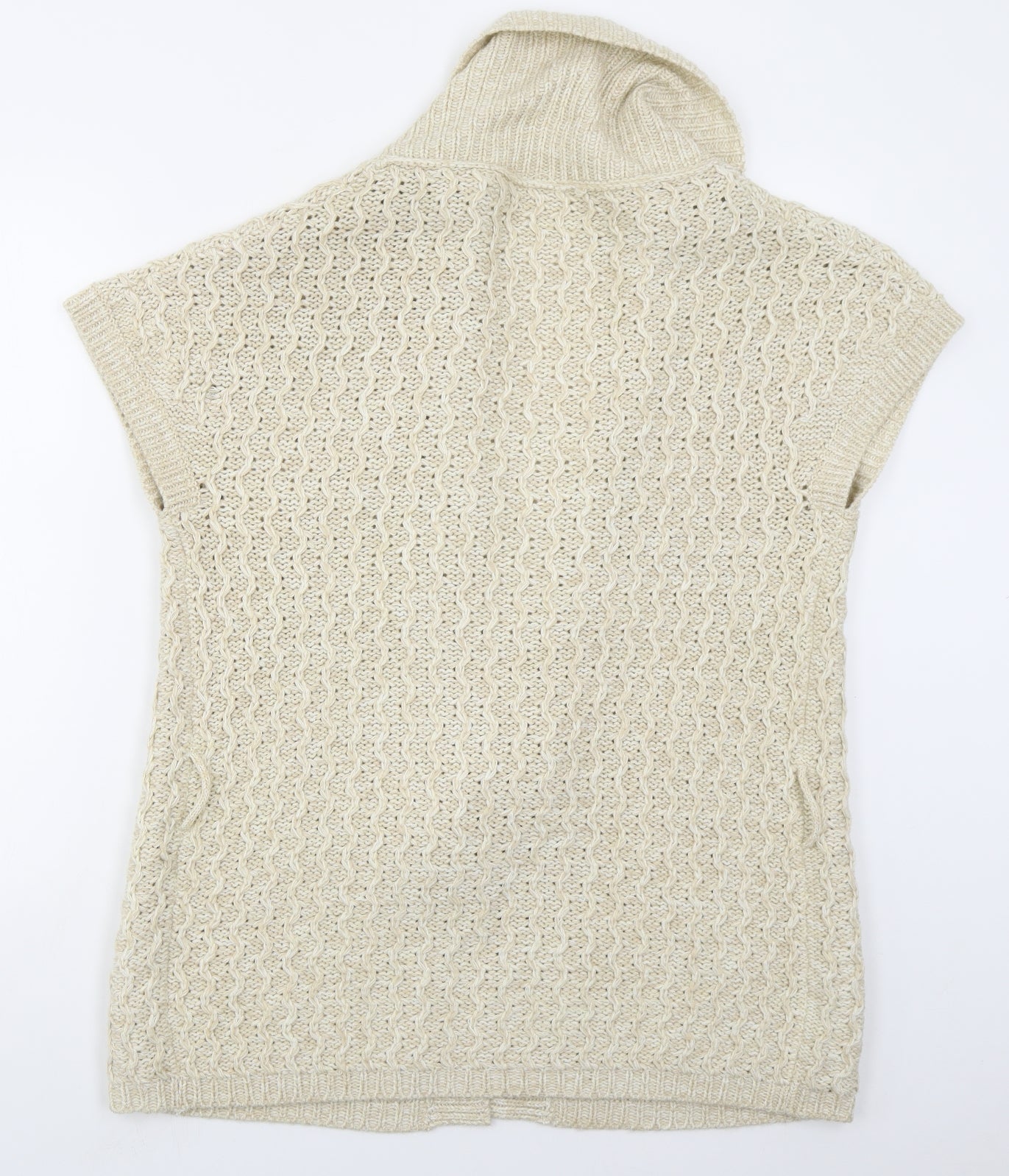 Evie Womens Beige Collared  Acrylic Cardigan Jumper Size 14