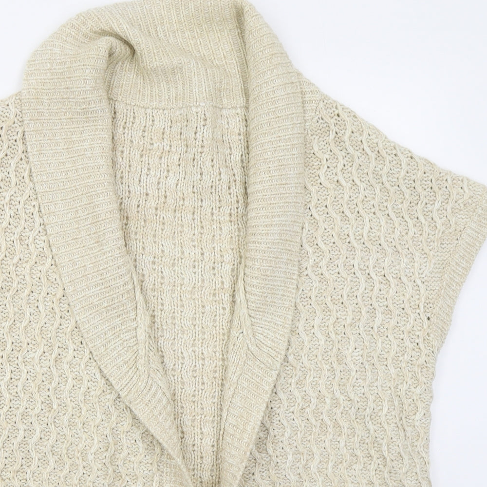 Evie Womens Beige Collared  Acrylic Cardigan Jumper Size 14