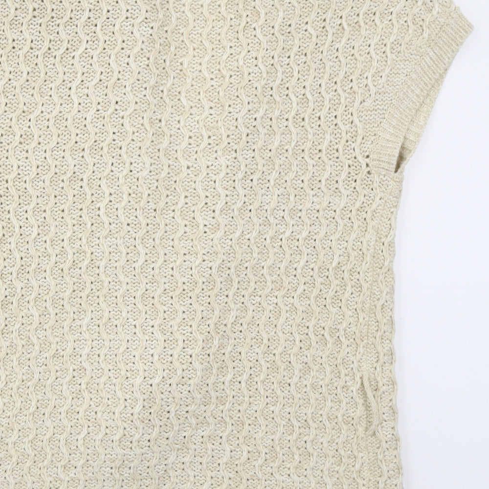 Evie Womens Beige Collared  Acrylic Cardigan Jumper Size 14
