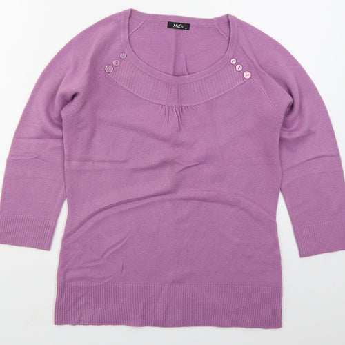 M&Co Womens Purple Round Neck  Acrylic Pullover Jumper Size M