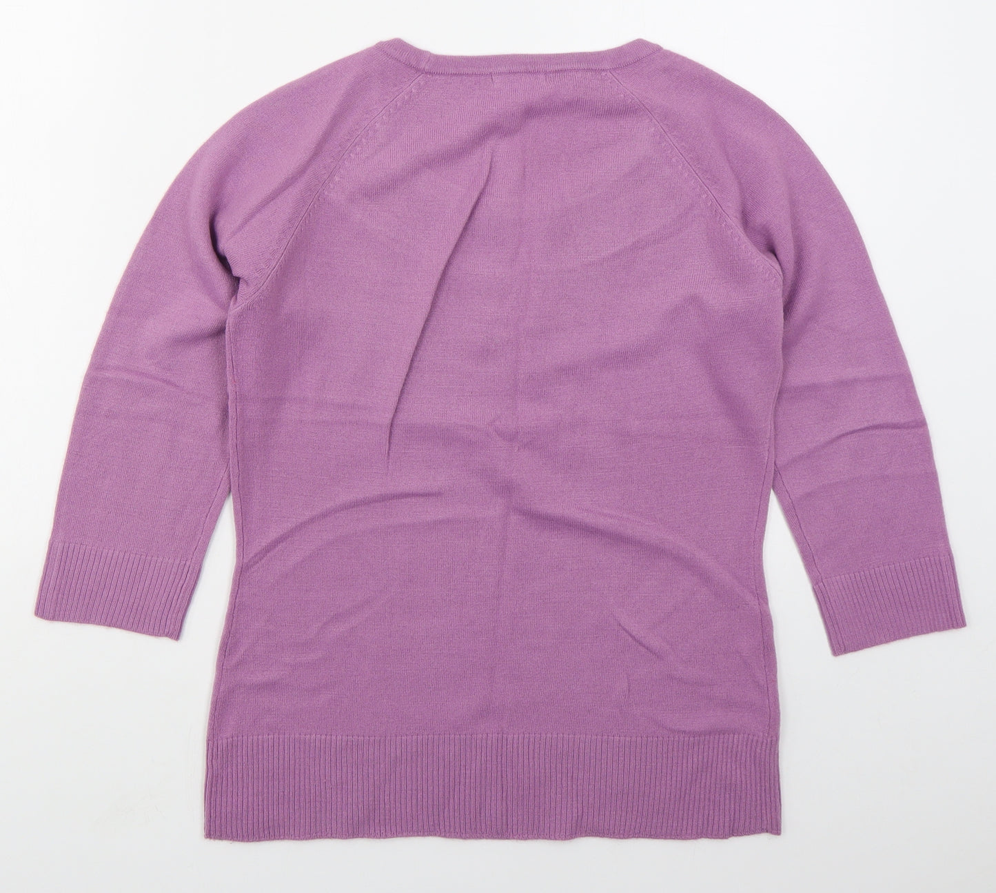 M&Co Womens Purple Round Neck  Acrylic Pullover Jumper Size M