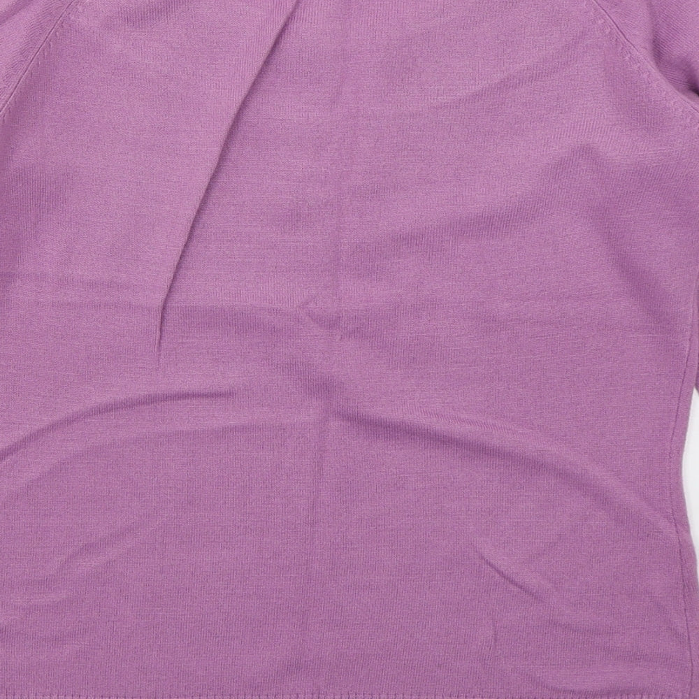 M&Co Womens Purple Round Neck  Acrylic Pullover Jumper Size M