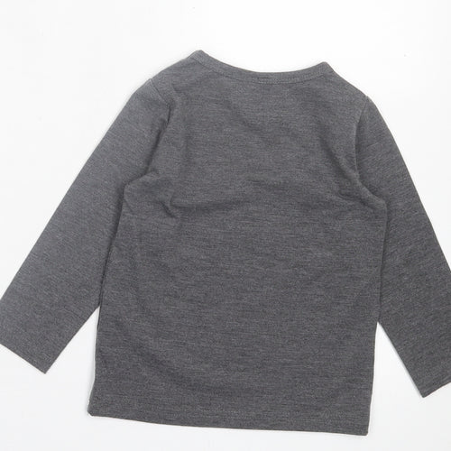 Pat Pat Boys Grey  Polyester Basic Casual Size 2 Years Crew Neck Pullover - Be wild and Free