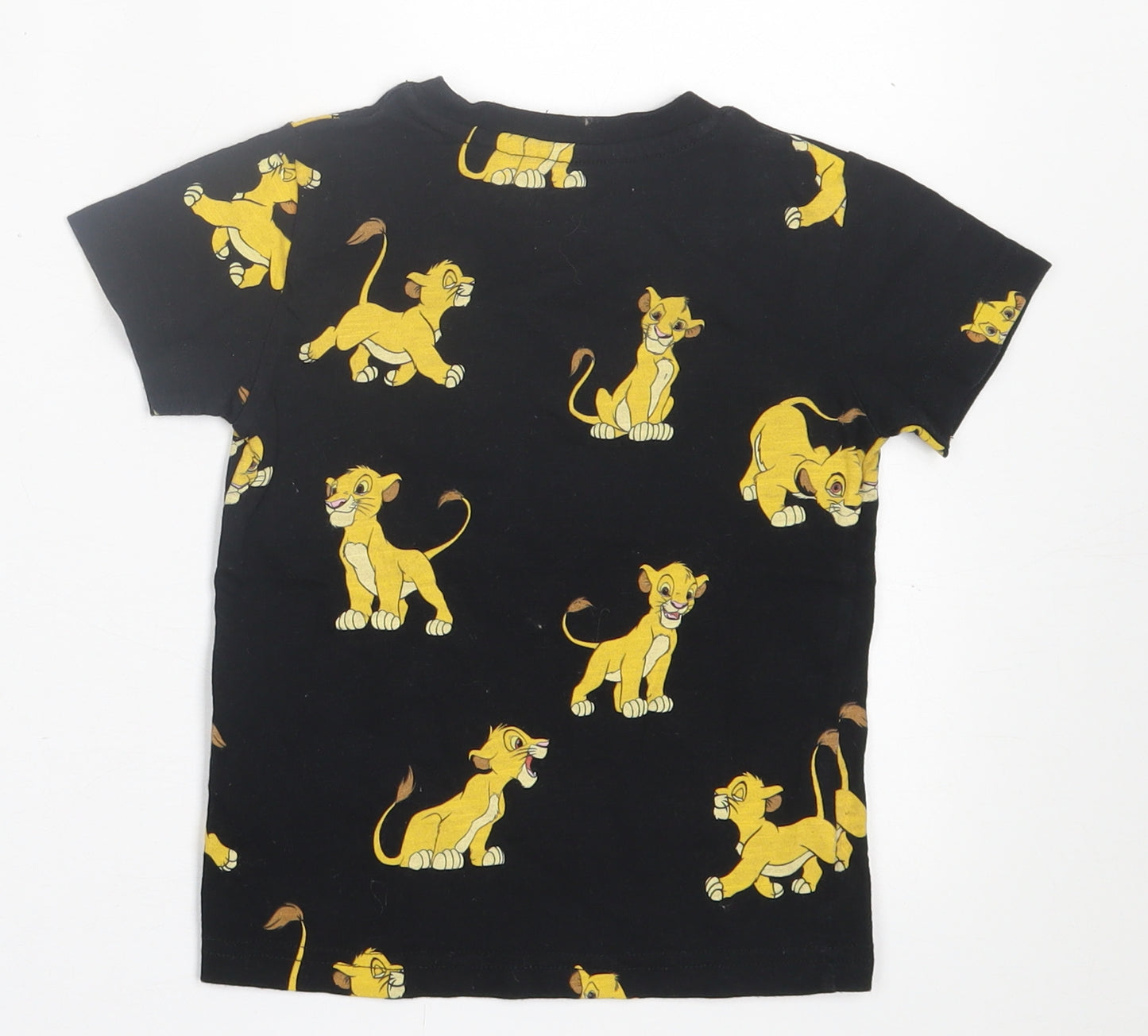 NEXT Girls Black Geometric Cotton Basic T-Shirt Size 2 Years Crew Neck Pullover - Lion King