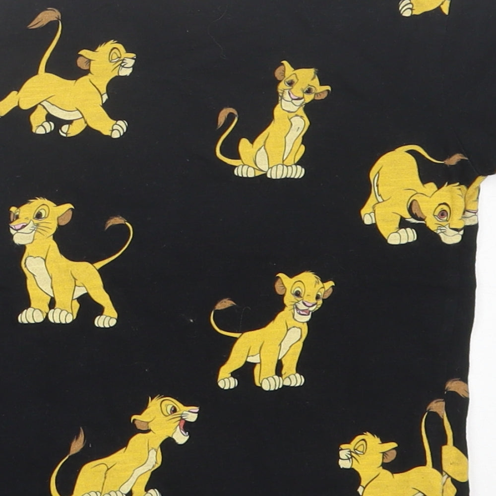 NEXT Girls Black Geometric Cotton Basic T-Shirt Size 2 Years Crew Neck Pullover - Lion King