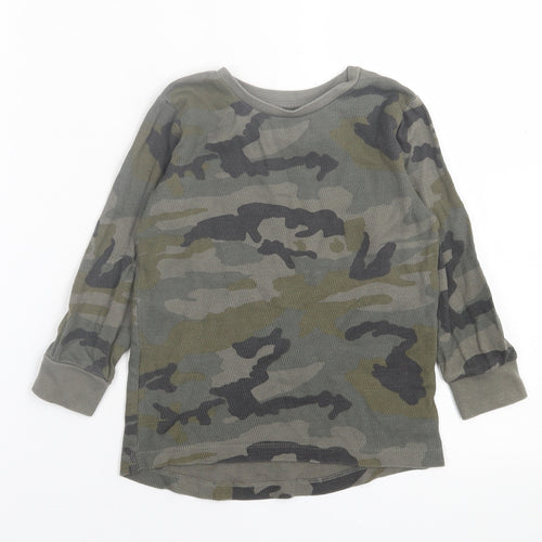 NEXT Boys Green Camouflage Cotton Basic Casual Size 4 Years Crew Neck Pullover