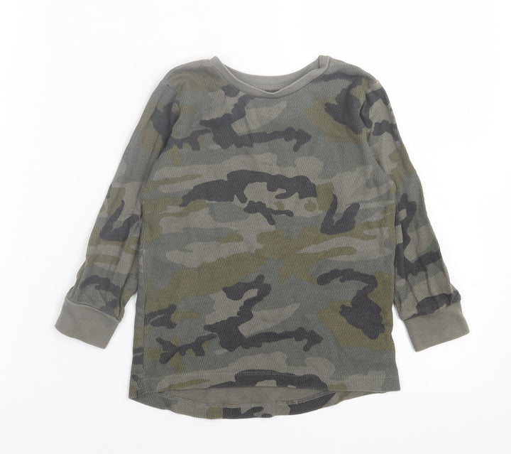 NEXT Boys Green Camouflage Cotton Basic Casual Size 4 Years Crew Neck Pullover