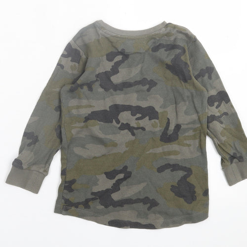 NEXT Boys Green Camouflage Cotton Basic Casual Size 4 Years Crew Neck Pullover