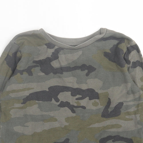 NEXT Boys Green Camouflage Cotton Basic Casual Size 4 Years Crew Neck Pullover