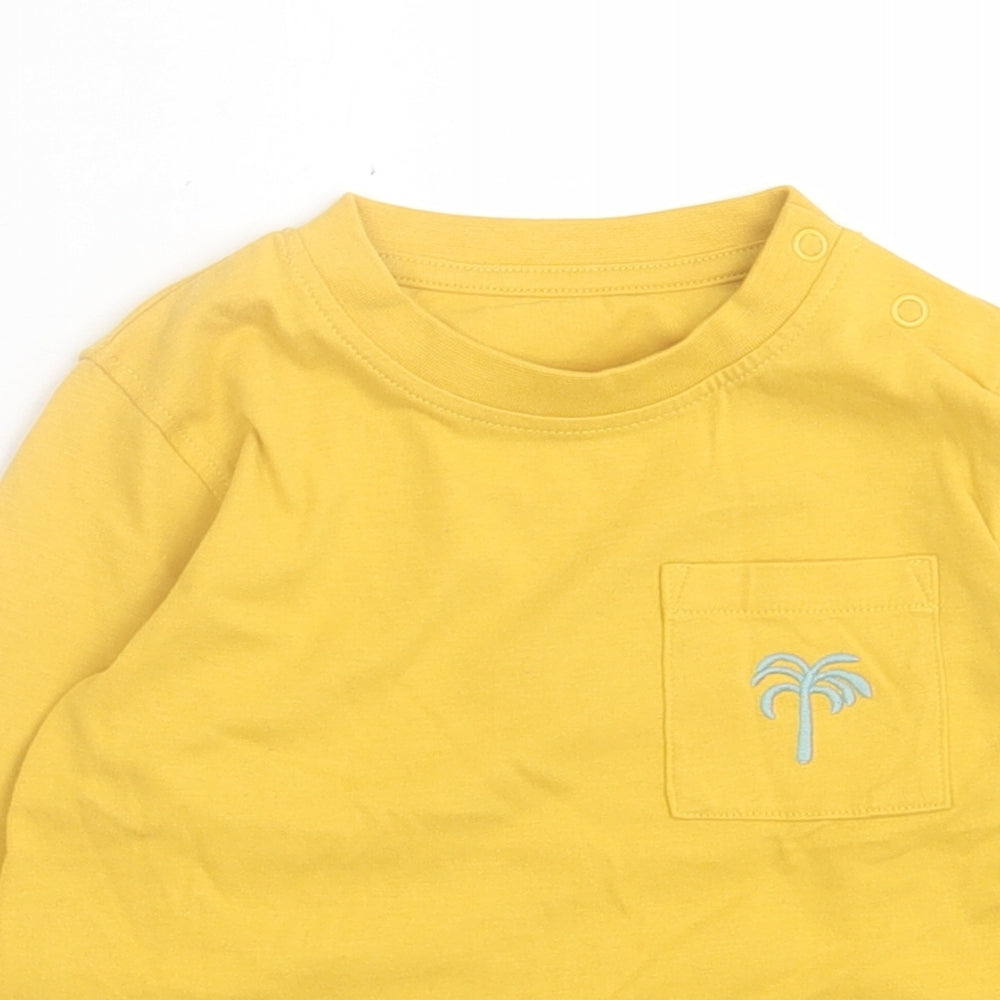 Marks and Spencer Boys Yellow  Cotton Basic Casual Size 18-24 Months Crew Neck Pullover