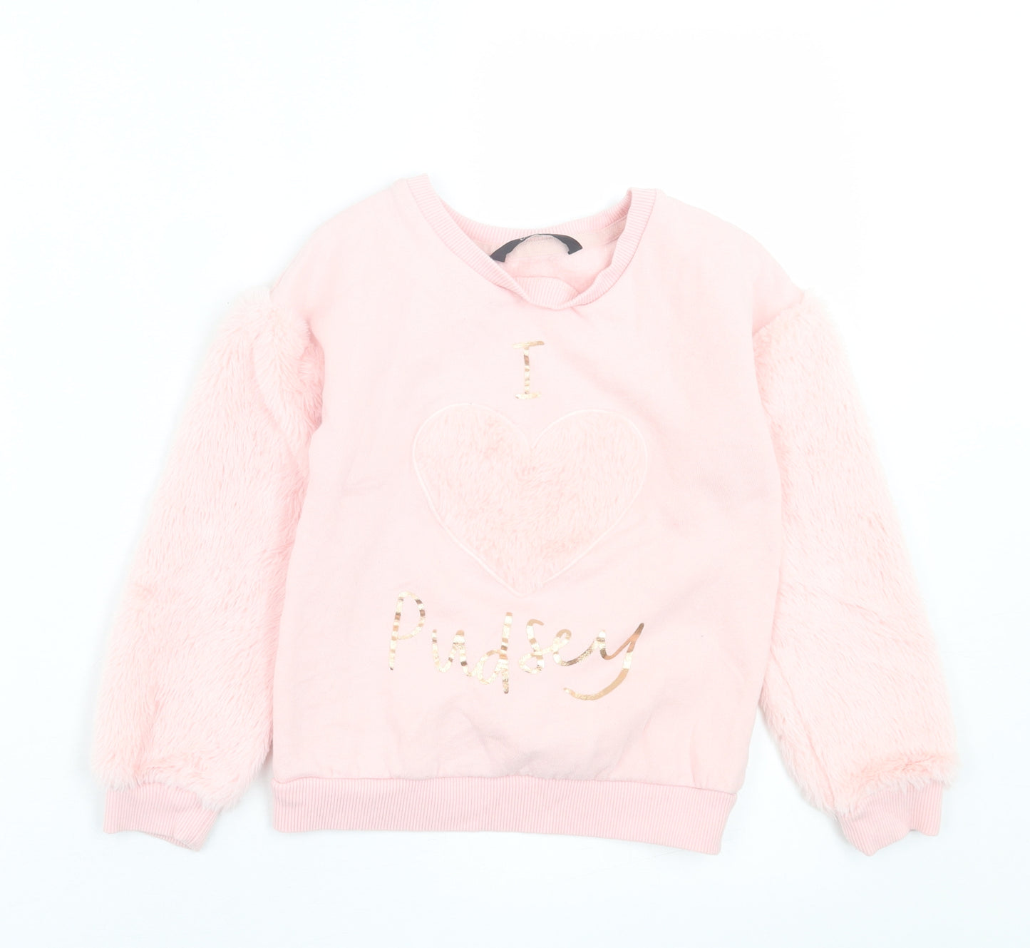 George Girls Pink  Cotton Pullover Sweatshirt Size 6-7 Years  Pullover - I Love Pudsey