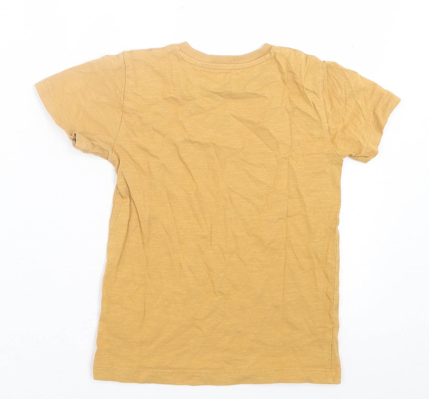 NEXT Boys Yellow  Cotton Basic T-Shirt Size 4-5 Years Crew Neck Pullover