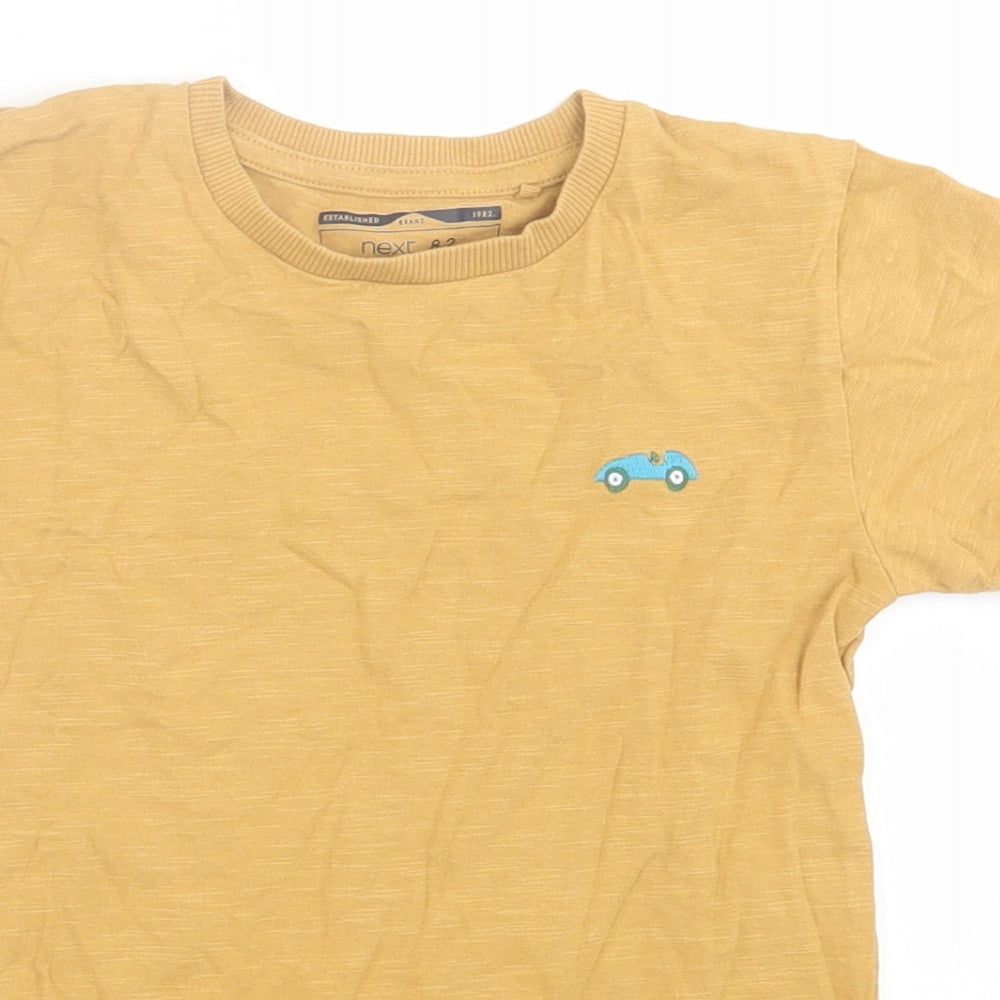NEXT Boys Yellow  Cotton Basic T-Shirt Size 4-5 Years Crew Neck Pullover