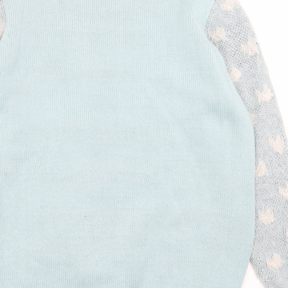 Label Be Womens Blue Crew Neck  Acrylic Pullover Jumper Size 12   - Penguin