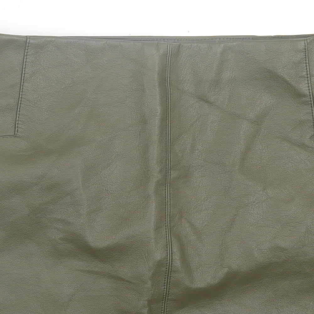 Primark Womens Green  Polyurethane A-Line Skirt Size 14   Zip