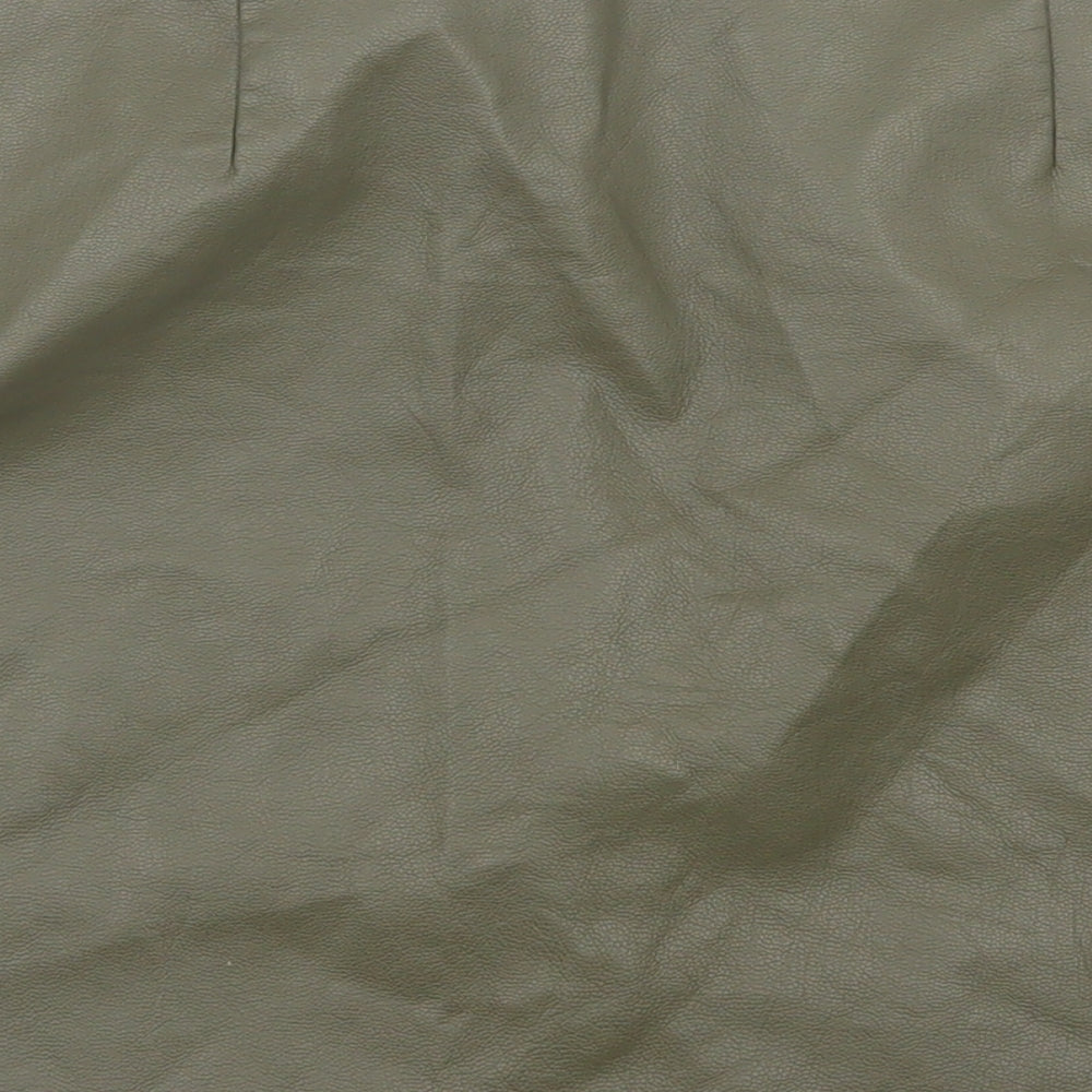 Primark Womens Green  Polyurethane A-Line Skirt Size 14   Zip