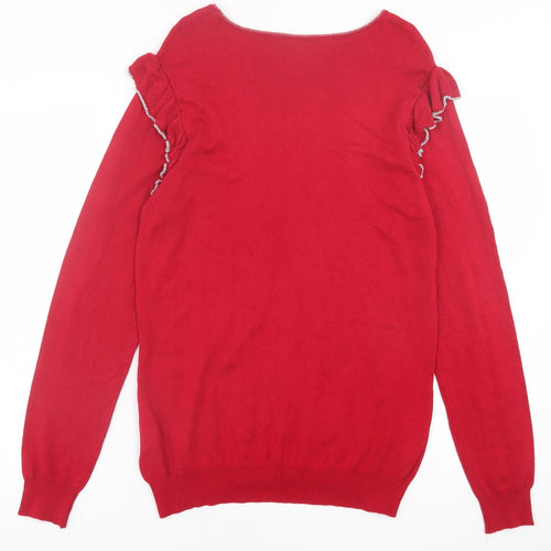 Klass Womens Red Crew Neck  Viscose Pullover Jumper Size M